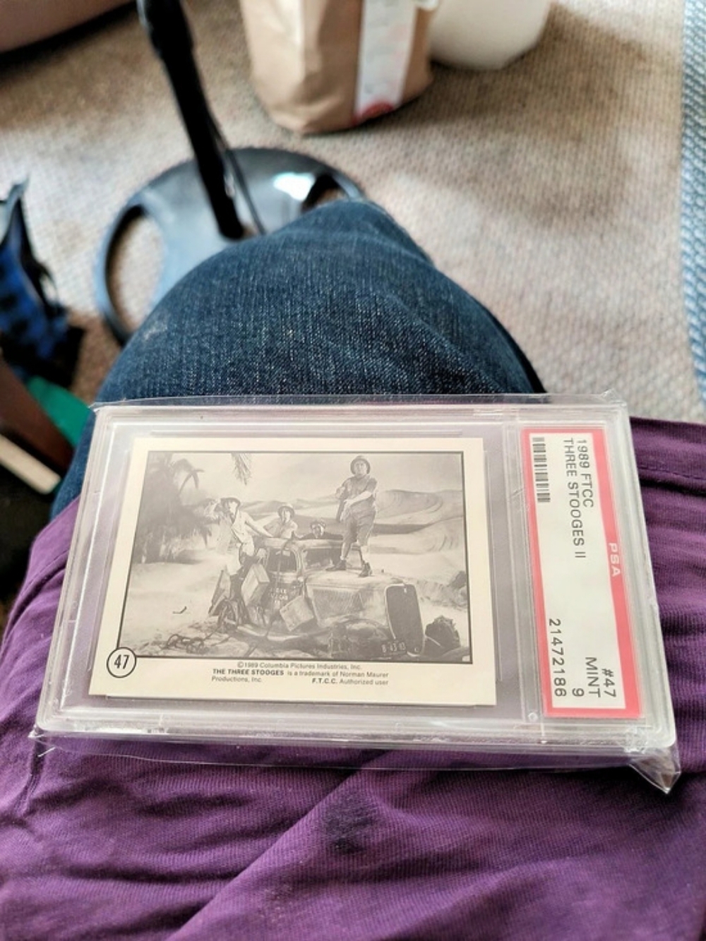PSA The Three Stooges Graded Trading Card Grade 9 curly In The Front